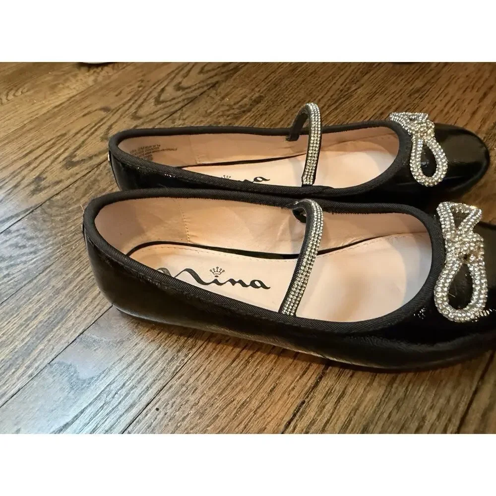 Nina Kendalla Ballet Flat Black Patent Leather Girls Sz 2 $50